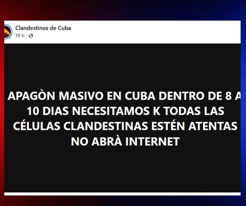 Circula advertencia no oficial sobre apagón masivo en Cuba, sin confirmación de fuentes oficiales