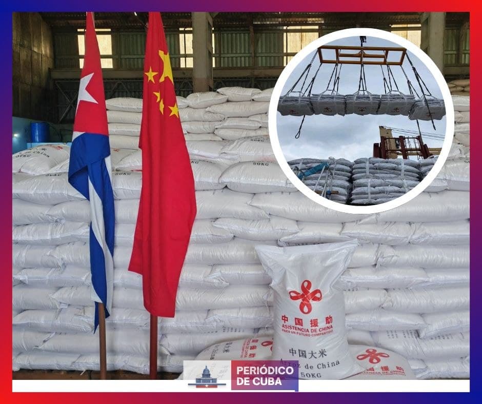 Arriba a La Habana cargamento de 15.600 toneladas de arroz donado por China