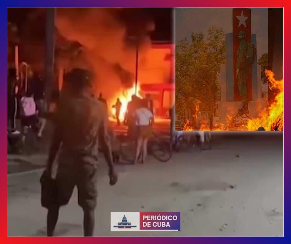 Protestas en Morón: manifestantes toman sede del Partido y queman retratos de los Castro en onceava noche de cacerolazos