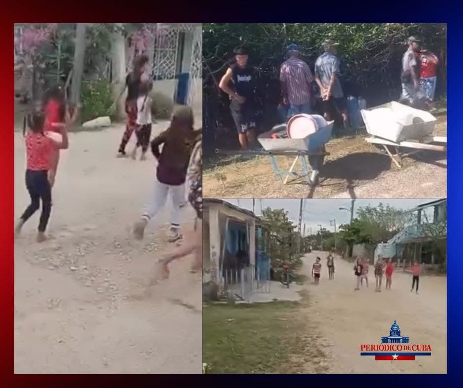 Niños y adultos protestan en Las Tunas por falta de agua y electricidad en plena crisis energética