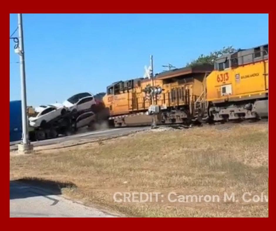 Tren colisiona con tráiler en Schertz, Texas sin dejar heridos