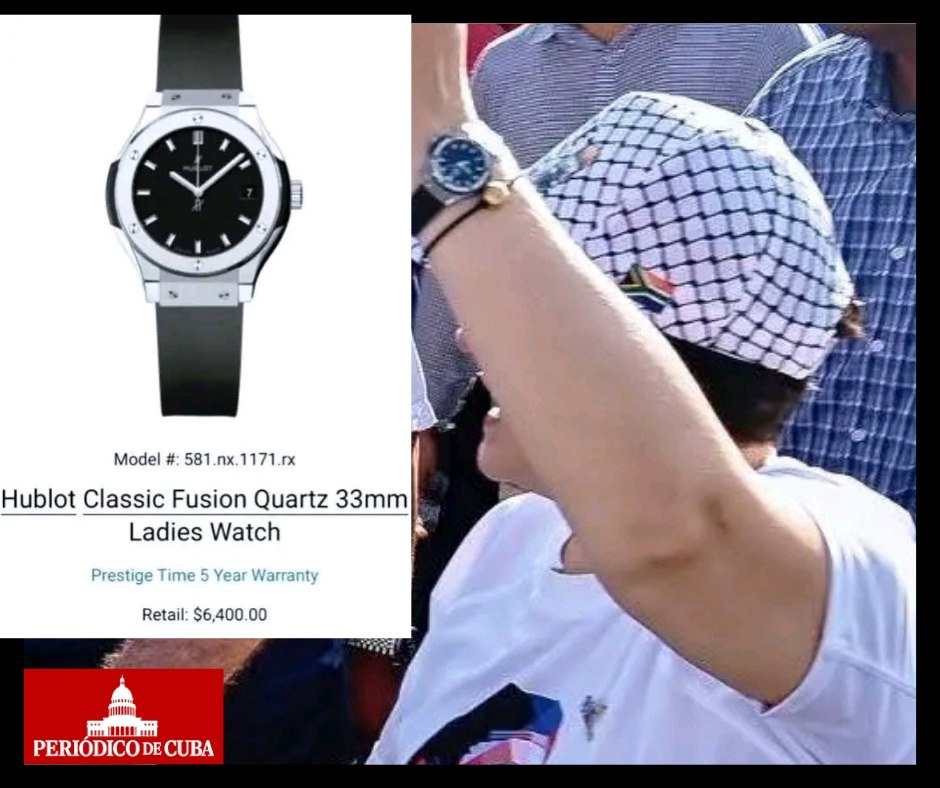 Lis Cuesta luce reloj Hublot de lujo en marcha del 1ro de Mayo