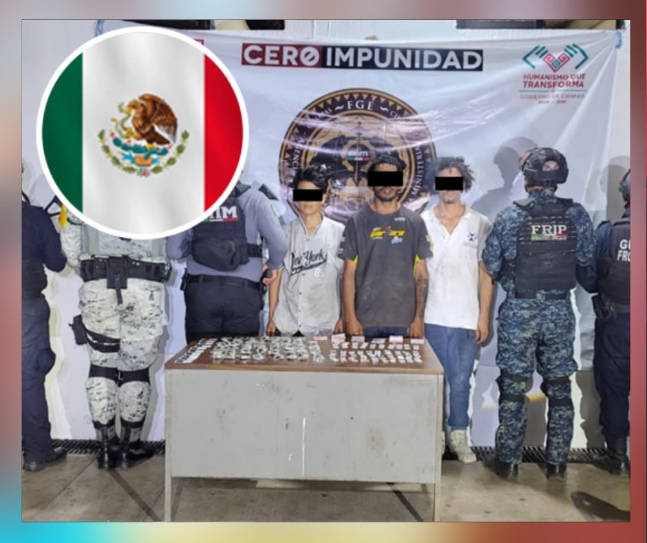 Detienen a dos cubanos y un mexicano por presunta venta de drogas en Tapachula