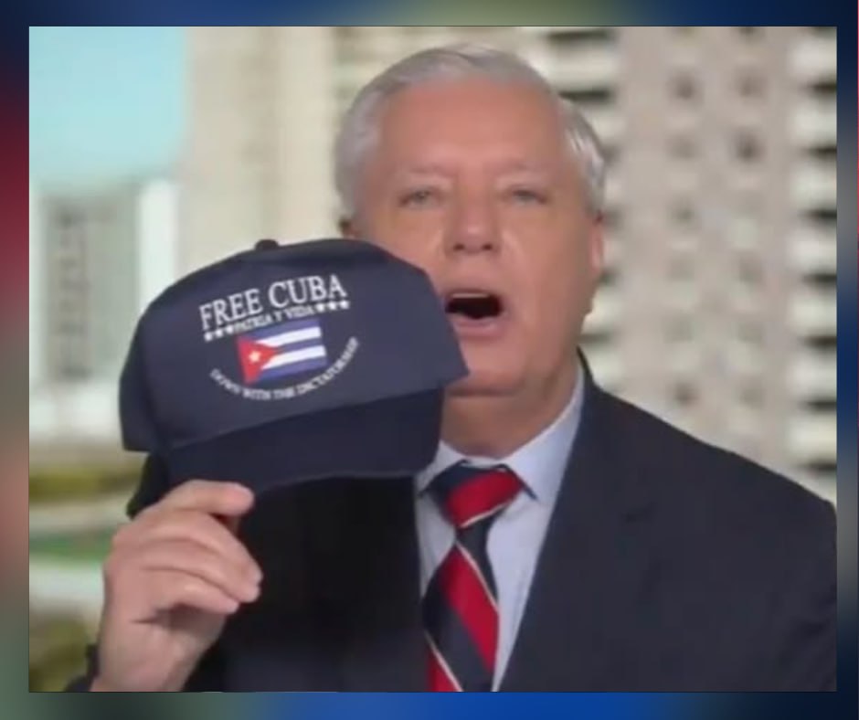 Lindsey Graham aparece con gorra “Free Cuba”