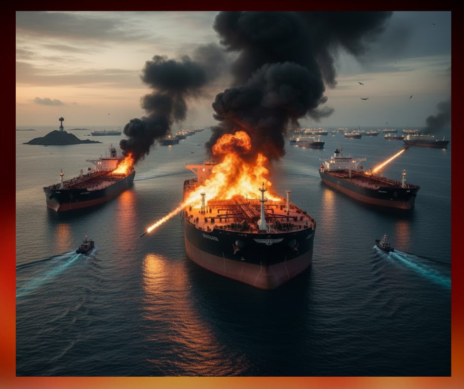 Irán muestra petroleros en llamas y amenaza con bloquear el estrecho de Ormuz