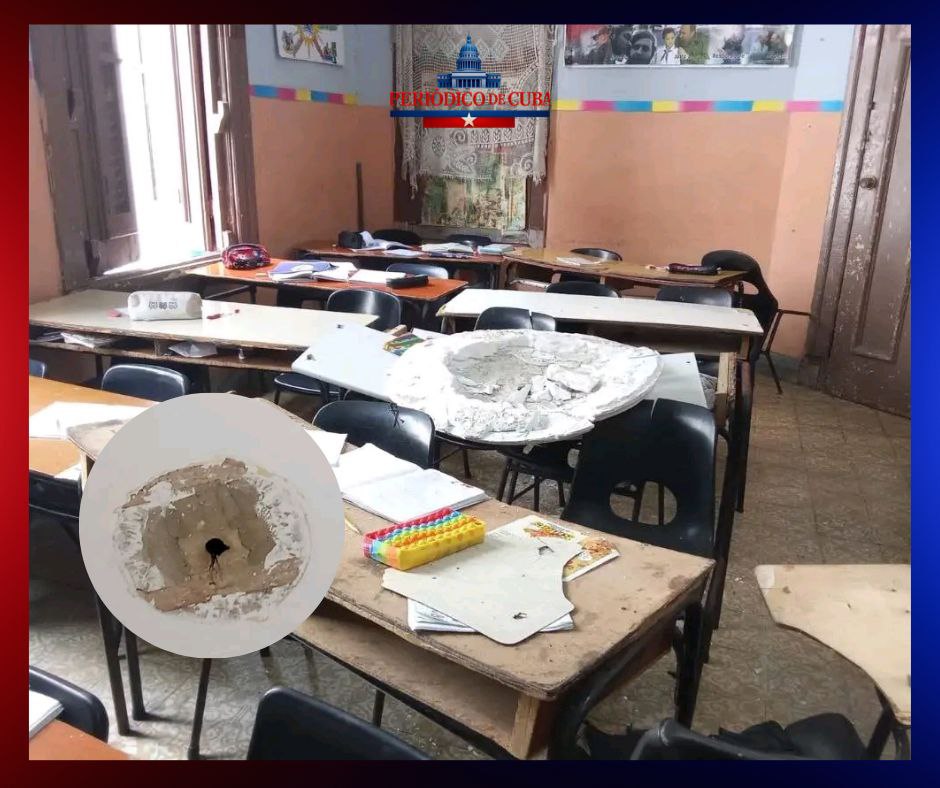 Se desprende un plafón en una escuela del Vedado y deja dos niños heridos