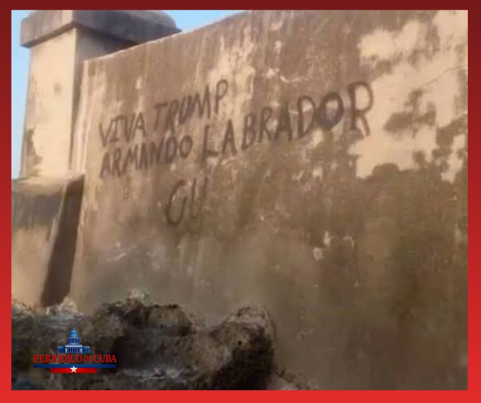 Cartel en el Malecón con mensaje “Viva Trump. Armando Labrador CU” genera debate en Cuba