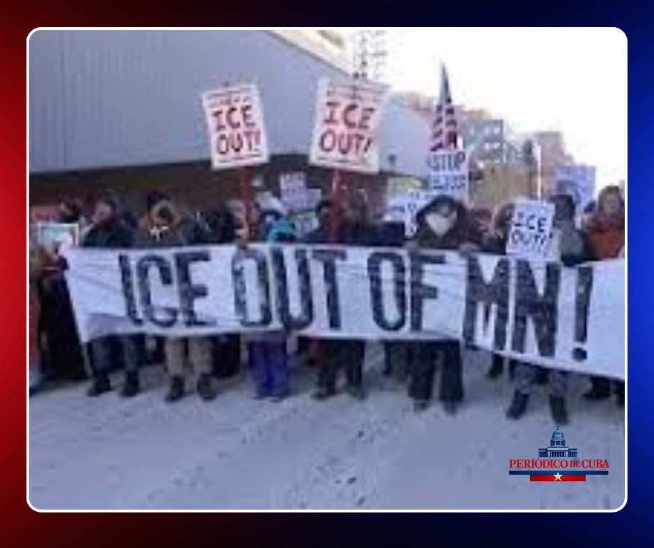 Miles protestan en Minneapolis contra ICE bajo el lema “ICE OUT”