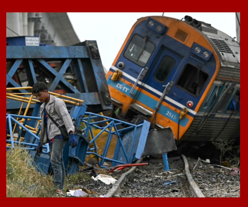Accidente ferroviario en Tailandia deja 32 muertos y 64 heridos en Nakhon Ratchasima