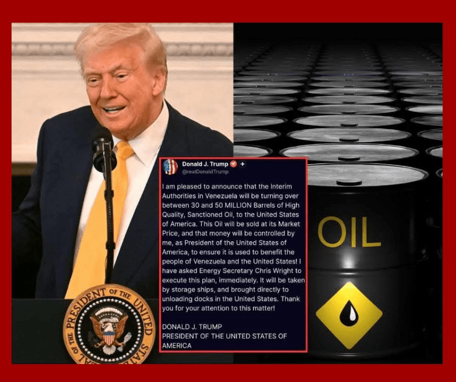 Venezuela enviará hasta 50 millones de barriles de petróleo a EE.UU. bajo acuerdo anunciado por Donald Trump
