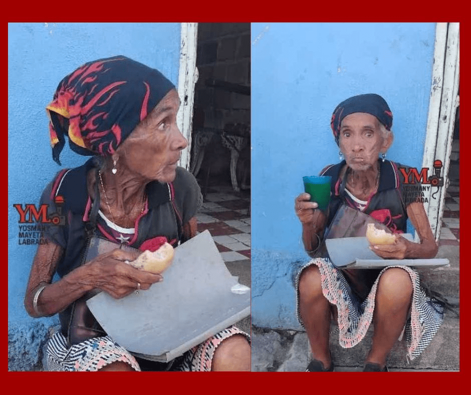 Vecinos de Santiago de Cuba protegen a una mujer mayor desorientada en el Parque de Arte y Oficios
