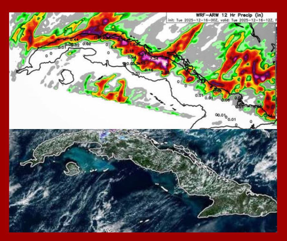 Frente frío estacionario provoca lluvias y tormentas en el litoral norte de Cuba