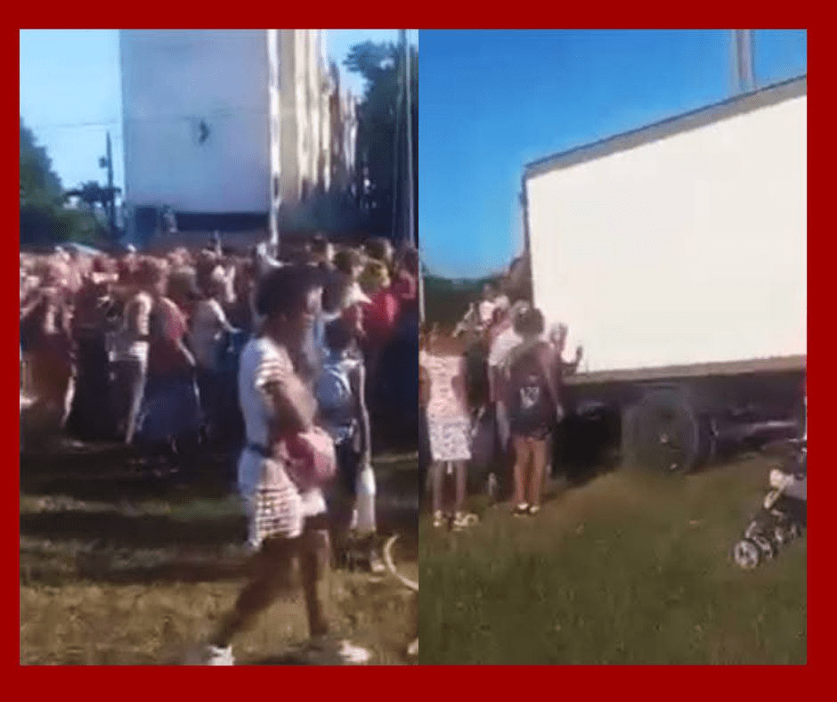 Escenas de caos en La Habana: multitudes corren detrás de camión de arroz